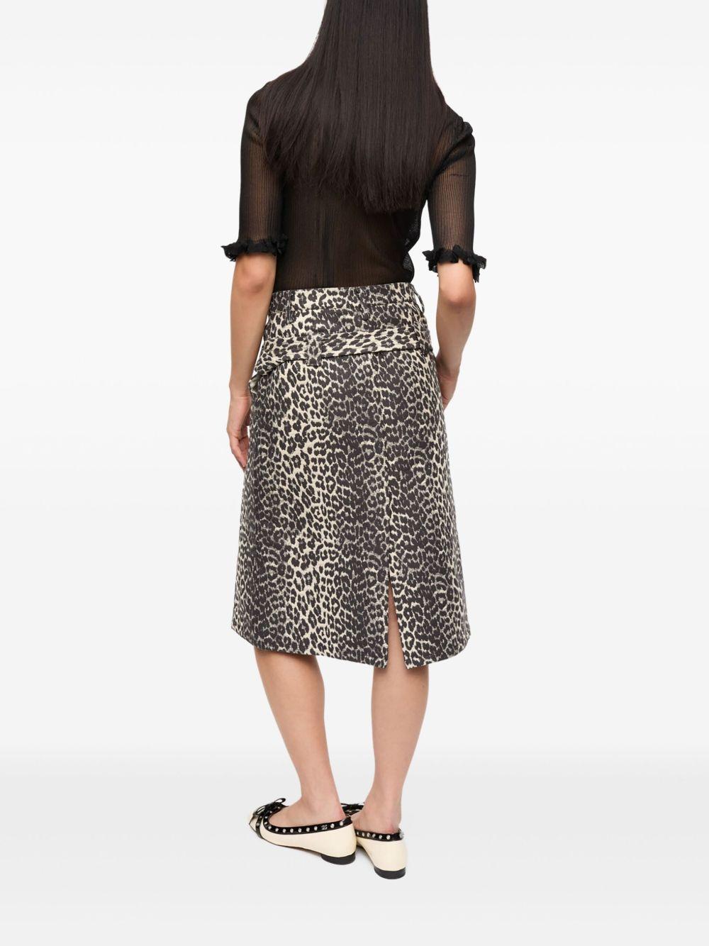 Leopard Cotton Tweed Midi Skirt W0236 943 LEOPARD GANNI 