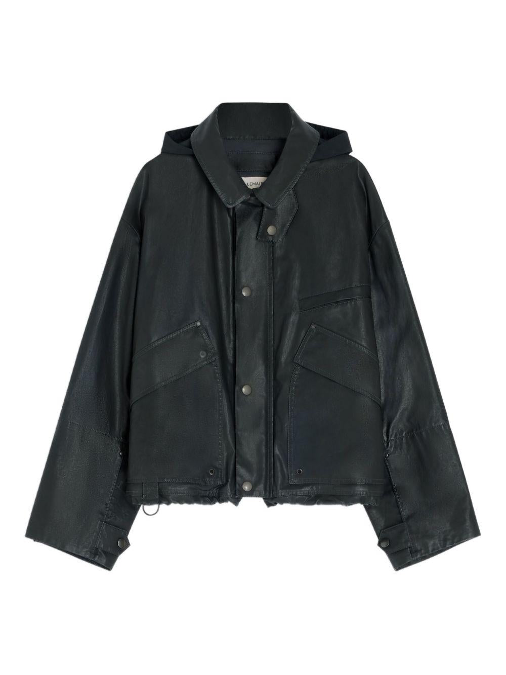 Short Rain Jacket - Onyx Water-Repellent Cotton OW1174LF1495 BR990 ONYX LEMAIRE 