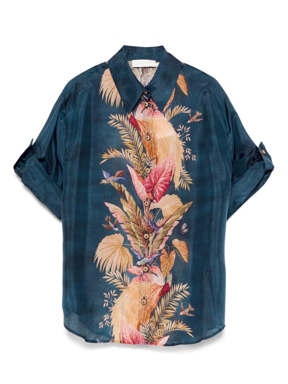 Camicia Ascension 3573TSS253 DARK BLUE PALM FLORAL ZIMMERMANN 