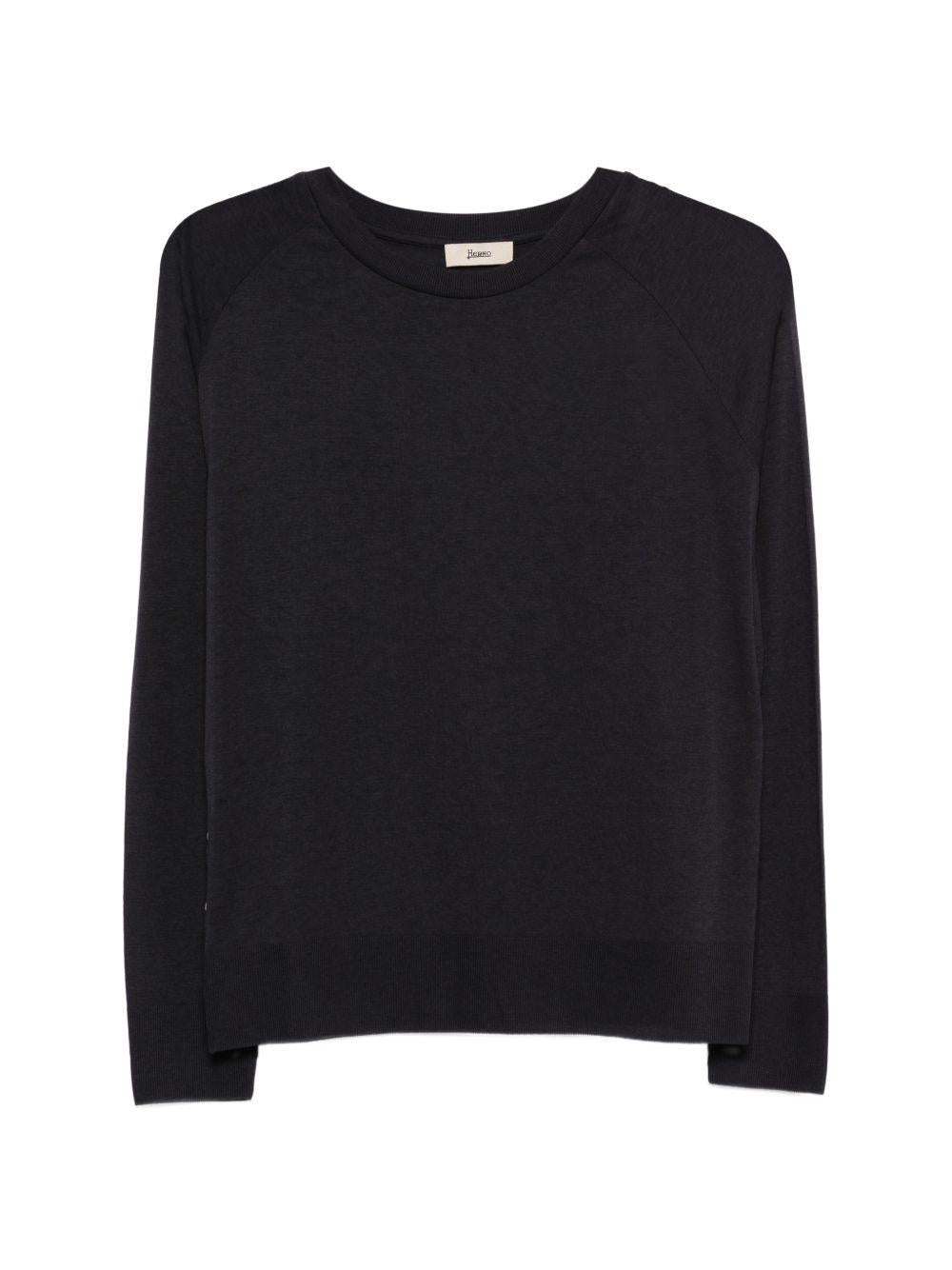 T-shirt a Maniche Lunghe in Glam Knit Effect JG000311D52056 9200 BLUE NAVY HERNO 