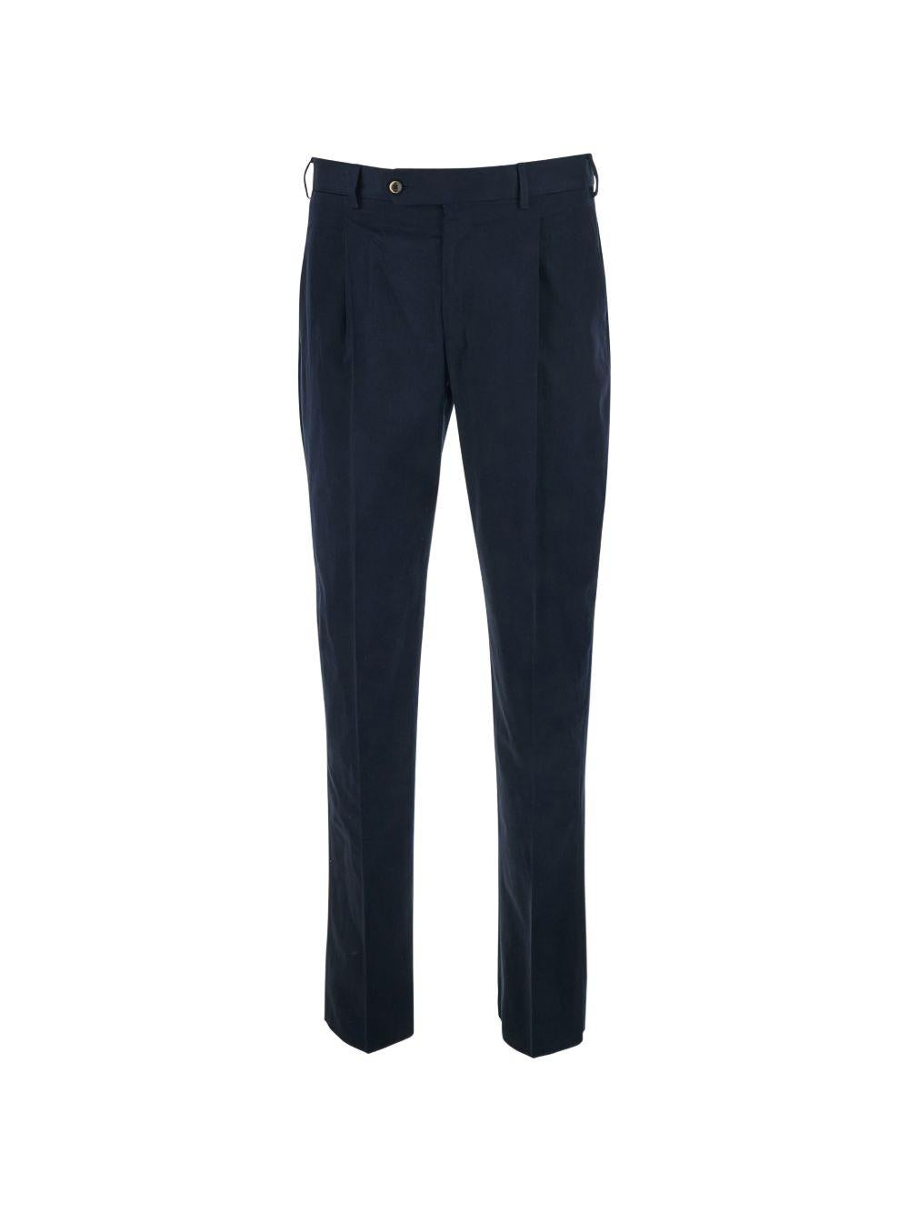 Pantaloni con pieghe e bottoni COZSUFZA0CL1SD80 0360 NAVY PT TORINO 