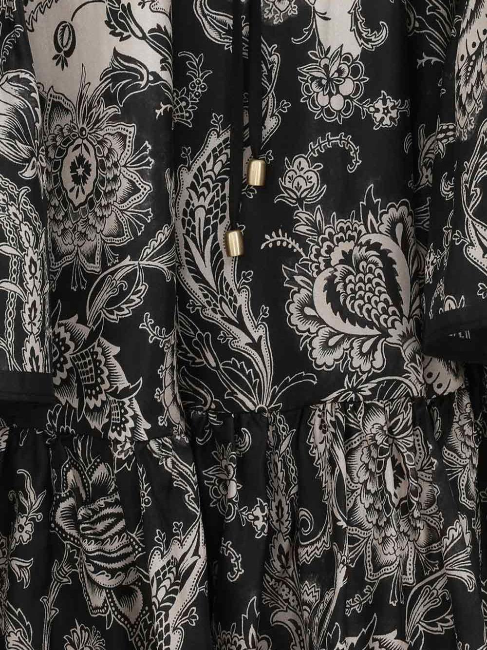 Abito con ruches e stampa paisley 3420DSS251 CREAM BLACK FLORAL ZIMMERMANN 