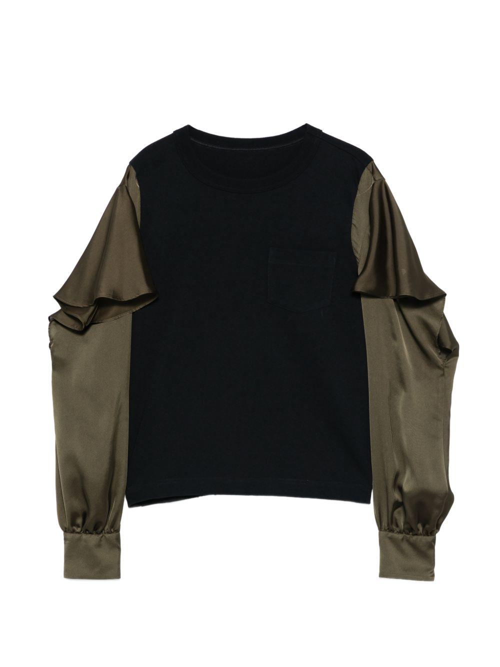 Satin Cotton Jersey T-Shirt 2608403 212 NAVY KHAKI SACAI 