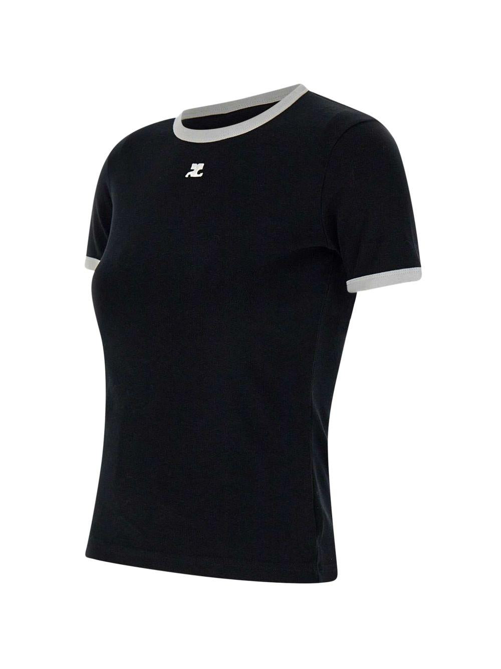 Signature Contrast T-shirt VESJTS017JS0070 0098 WHITE BLACK COURREGES 