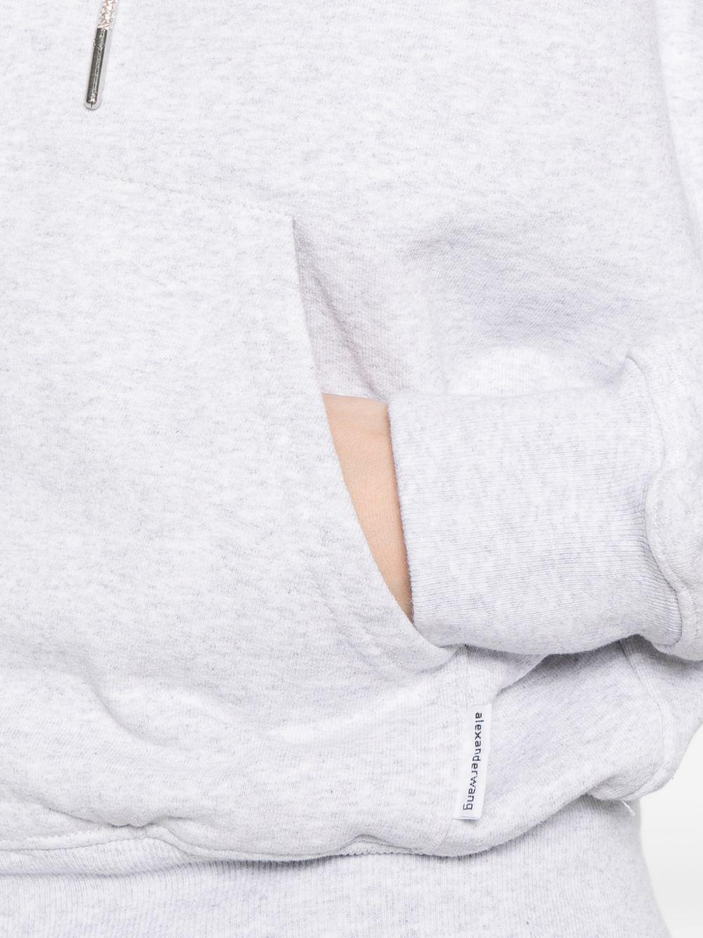 Cotton Terry Crystal Hoodie 1CC2262779 050 LIGHT HEATHER GRAY ALEXANDER WANG 