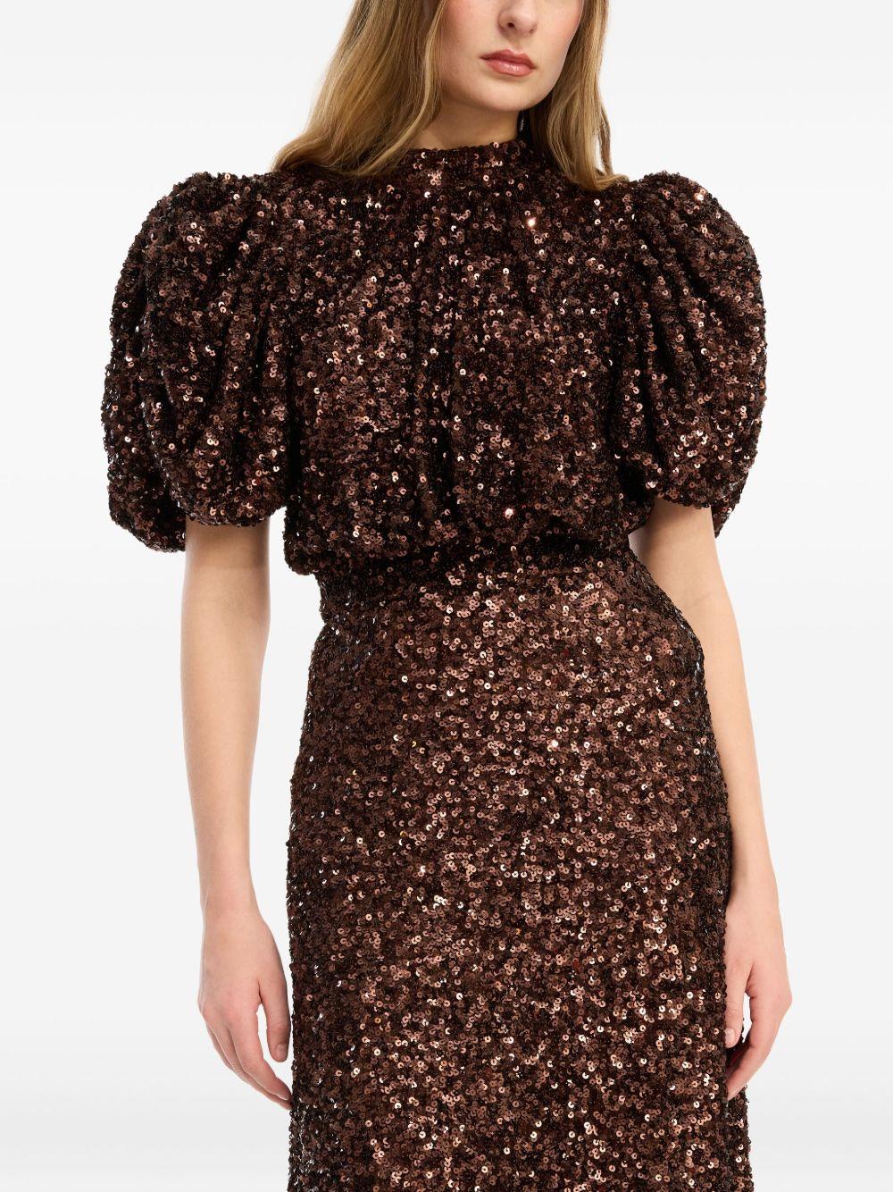 Abito midi con paillettes 1148752910 2910 CHICORY COFFEE ROTATE 