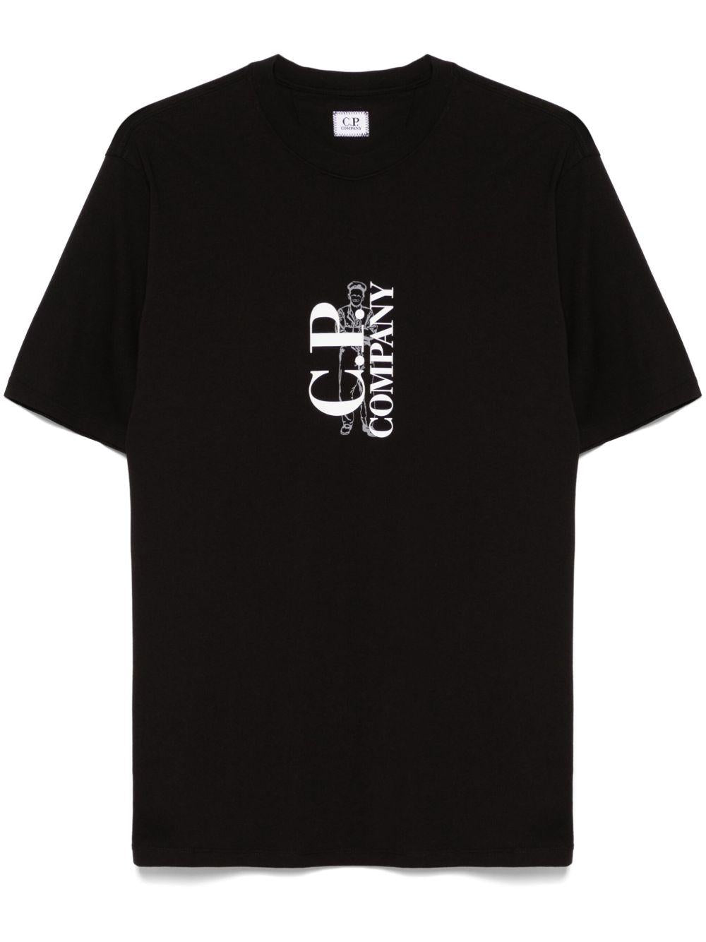 30/1 Jersey Vertical Logo T-Shirt 18CMTS138A005100W 999 BLACK CP COMPANY 