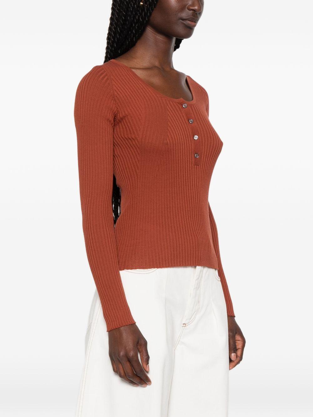 Ribbed-knit button-up 261FXA08215 55 BRICK ROBERTO COLLINA 