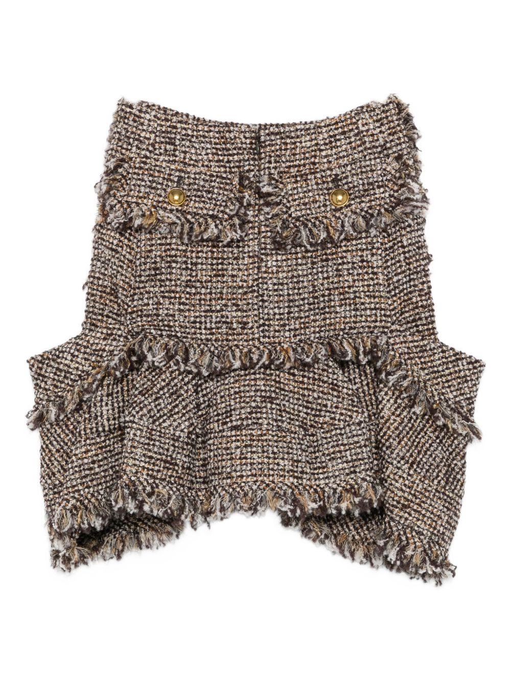 Gonna in tweed con frange 2508048 601 BROWN SACAI 