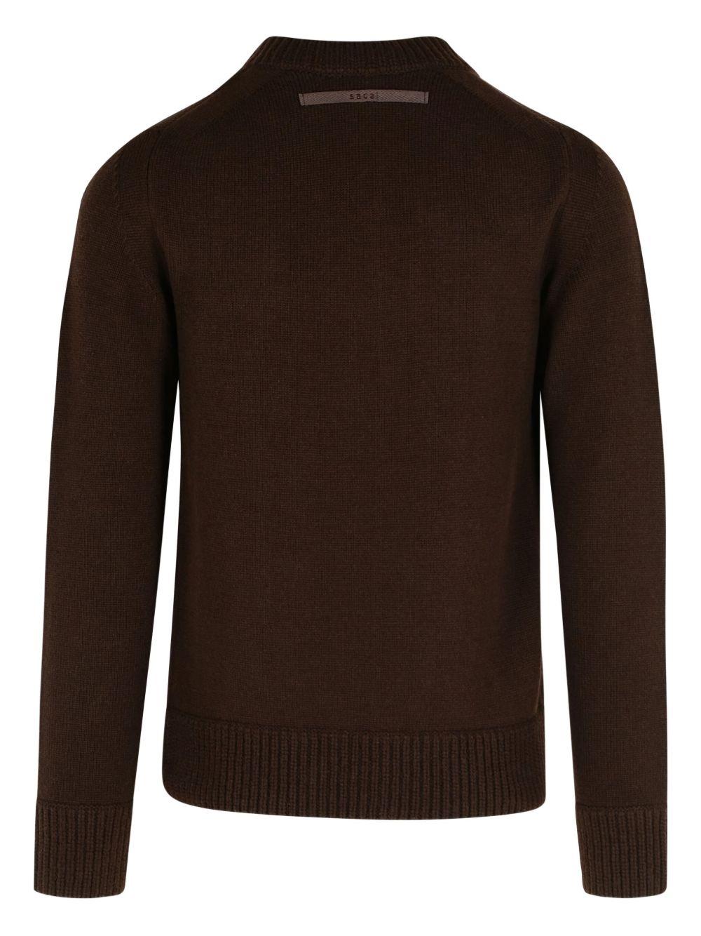 Wool Knit Cardigan 2503833M 601 BROWN SACAI 