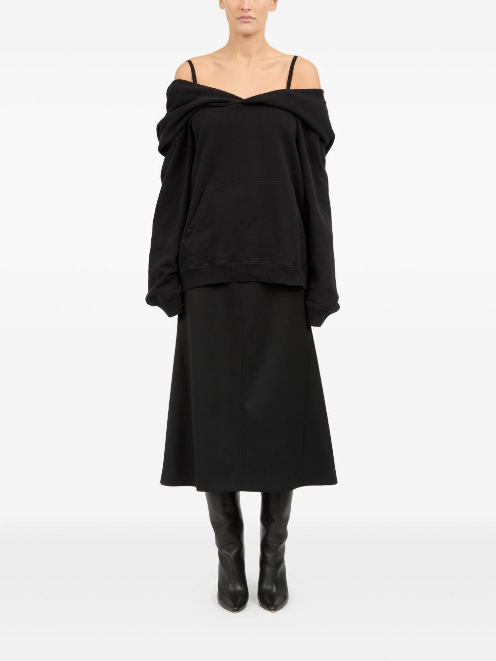 Felpa off-shoulder con cappuccio S52GU0244M25014 900 BLACK MM6 MAISON MARGIELA 