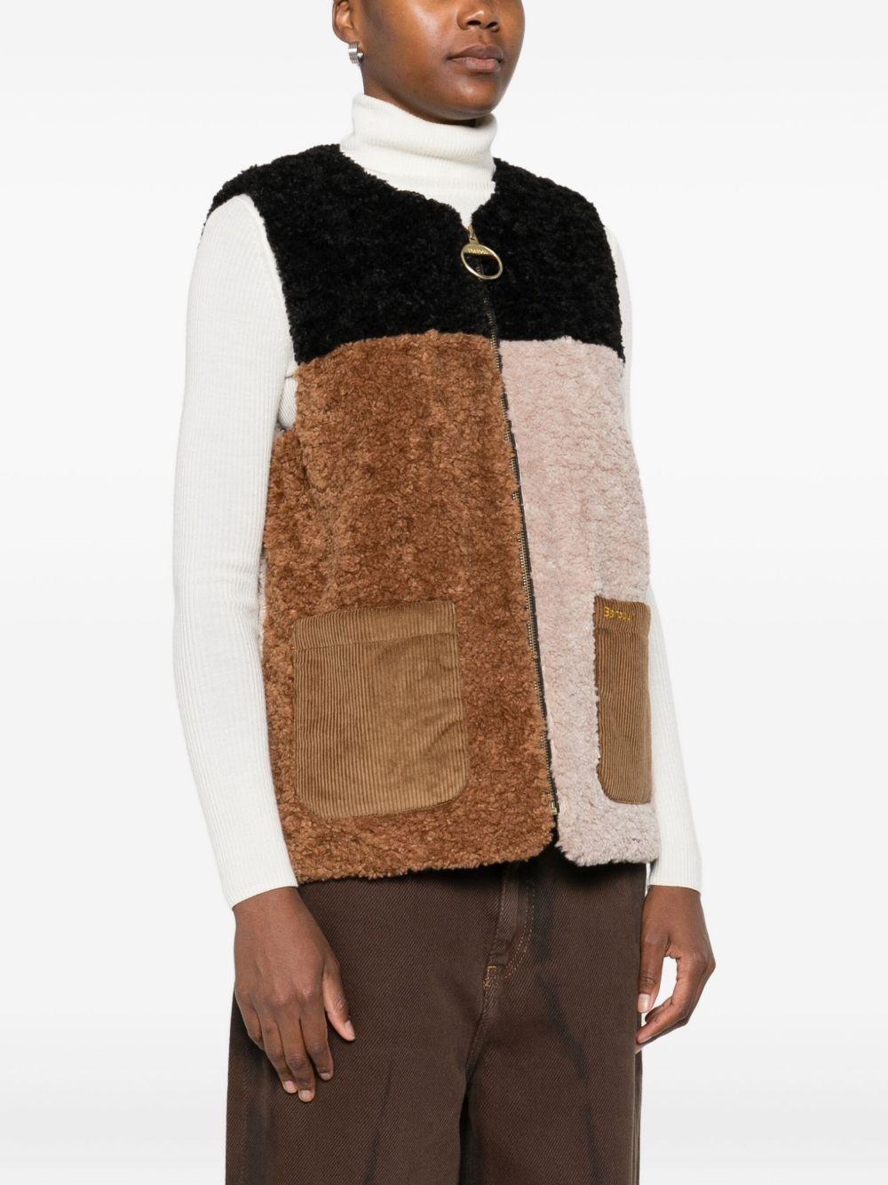 Gilet in Pile Cathy Barbour LLI0020LLI ST31 NATURAL CAMEL BLACK BARBOUR 