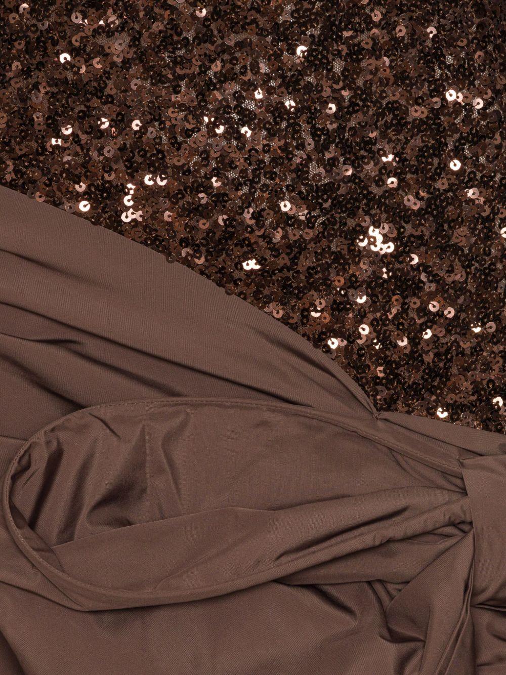 Sequins Bow Mini Dress Dark Brown 1148812910 2910 CHICORY COFFEE ROTATE 