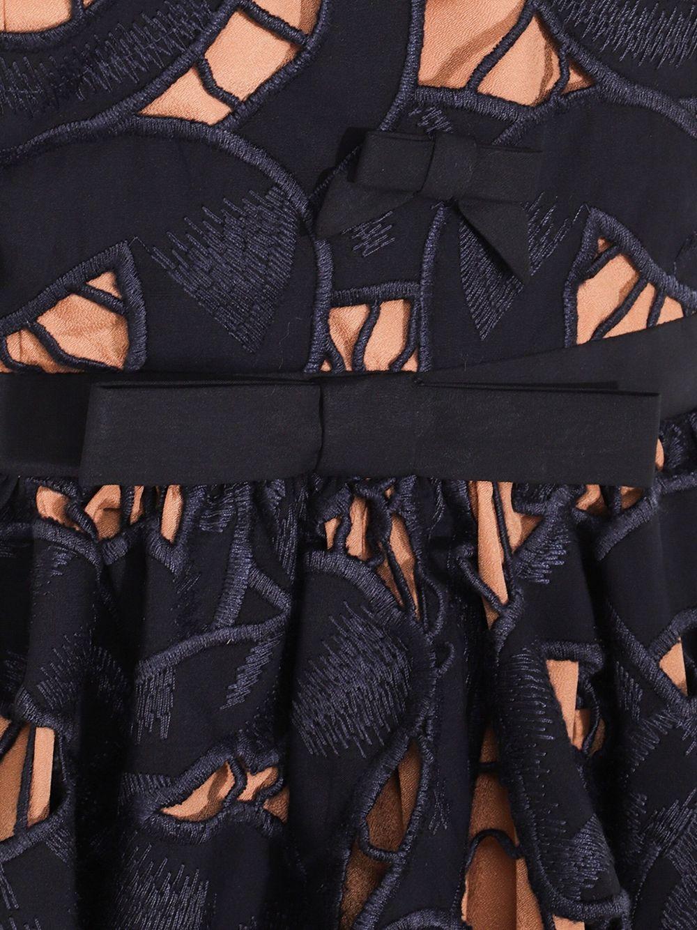 Abito mini blu navy con ricamo a fiocco PF25013SBL BLUE SELF-PORTRAIT 