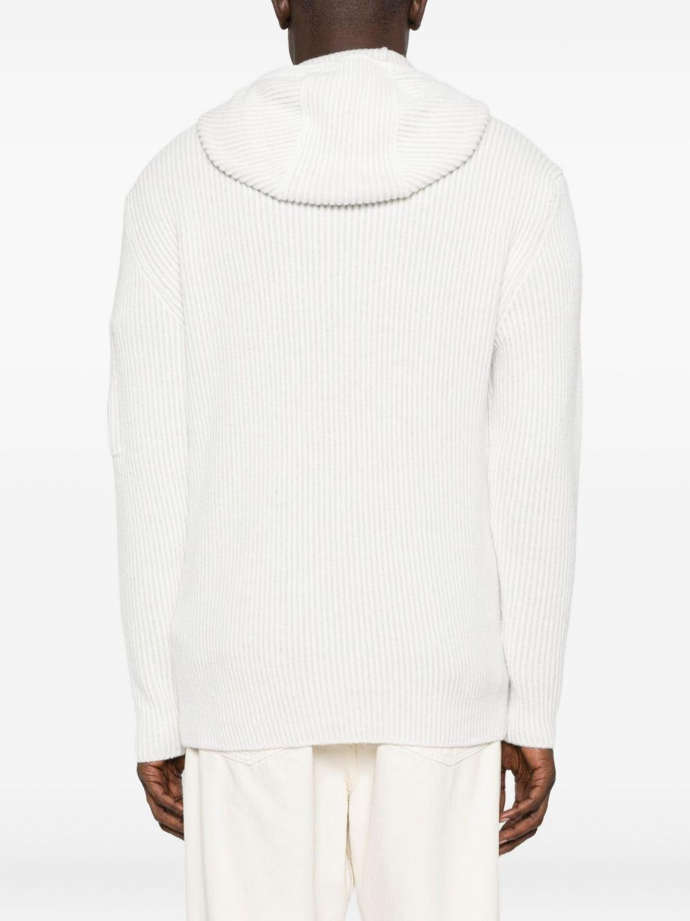 Fleece Knit Hooded Sweater 19CMKN258A006170A M12 WHITE MELANGE CP COMPANY 