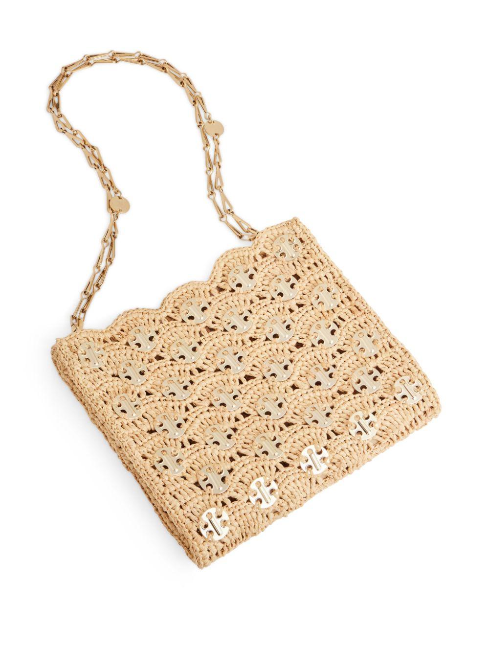 Iconic 1969 raffia shoulder bag 24FSS0442NAT026 M227 NATURAL LIGHT GOLD RABANNE 