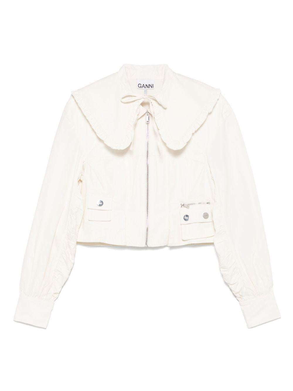 Giacca in popeline W0365 135 EGRET GANNI 