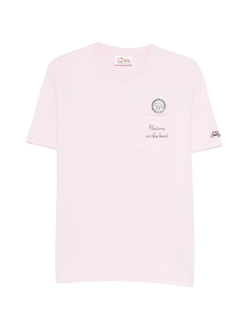 T-shirt in cotone cipria con taschino AUS000100382L BEST WATCH MC2 SAINT BARTH 