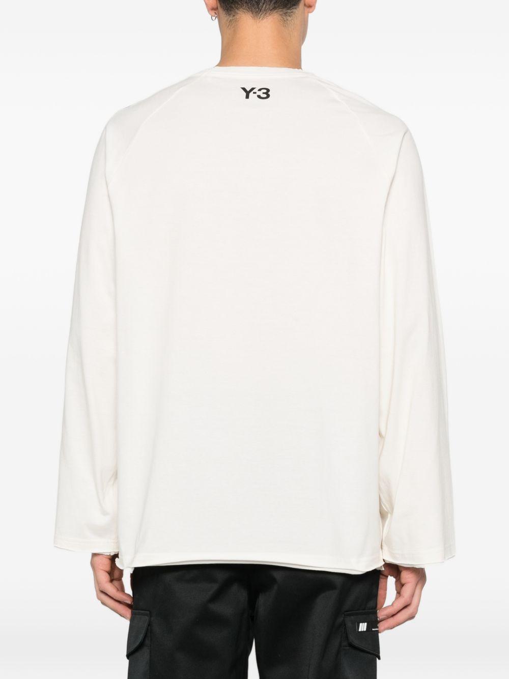 Raw Edge 3 Stripes Long Sleeve T-Shirt KS9747 WHITE Y-3 