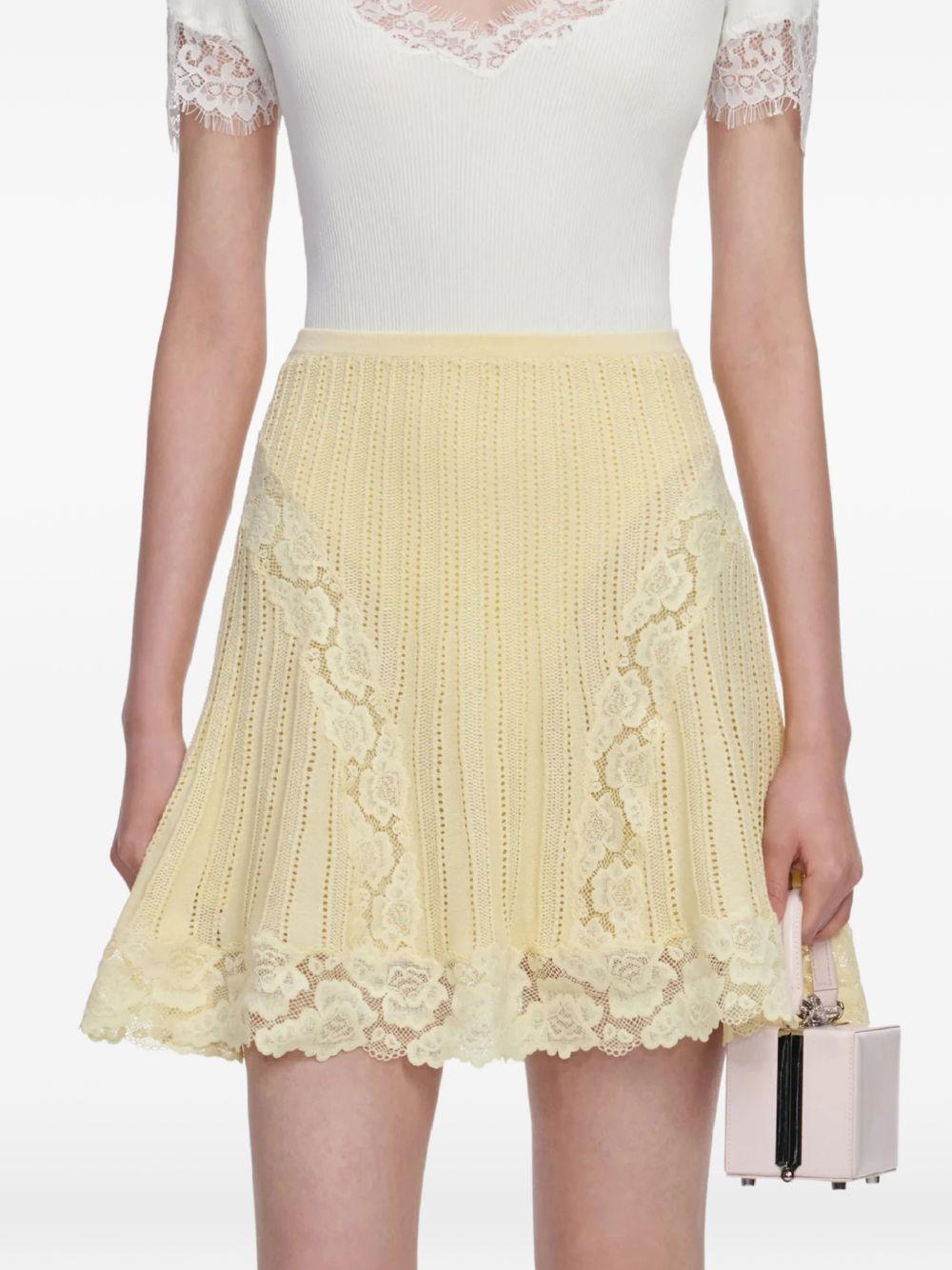 Yellow Pointelle Knit Mini Skirt SS26049SKY YELLOW SELF-PORTRAIT 