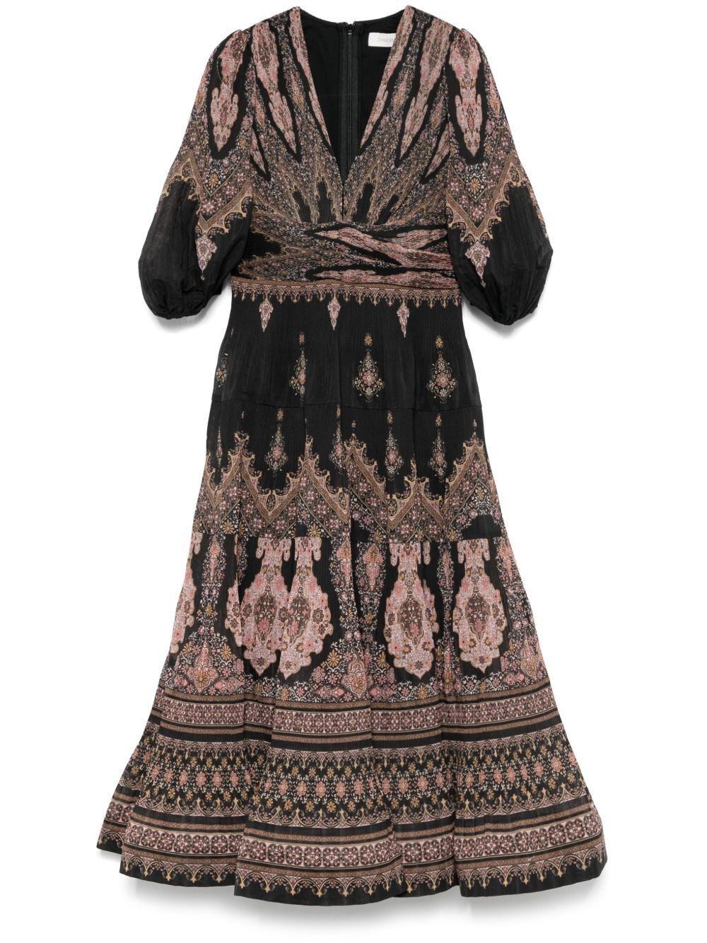 Abito midi plissettato 3905DS25R BLACK PAISLEY ZIMMERMANN 