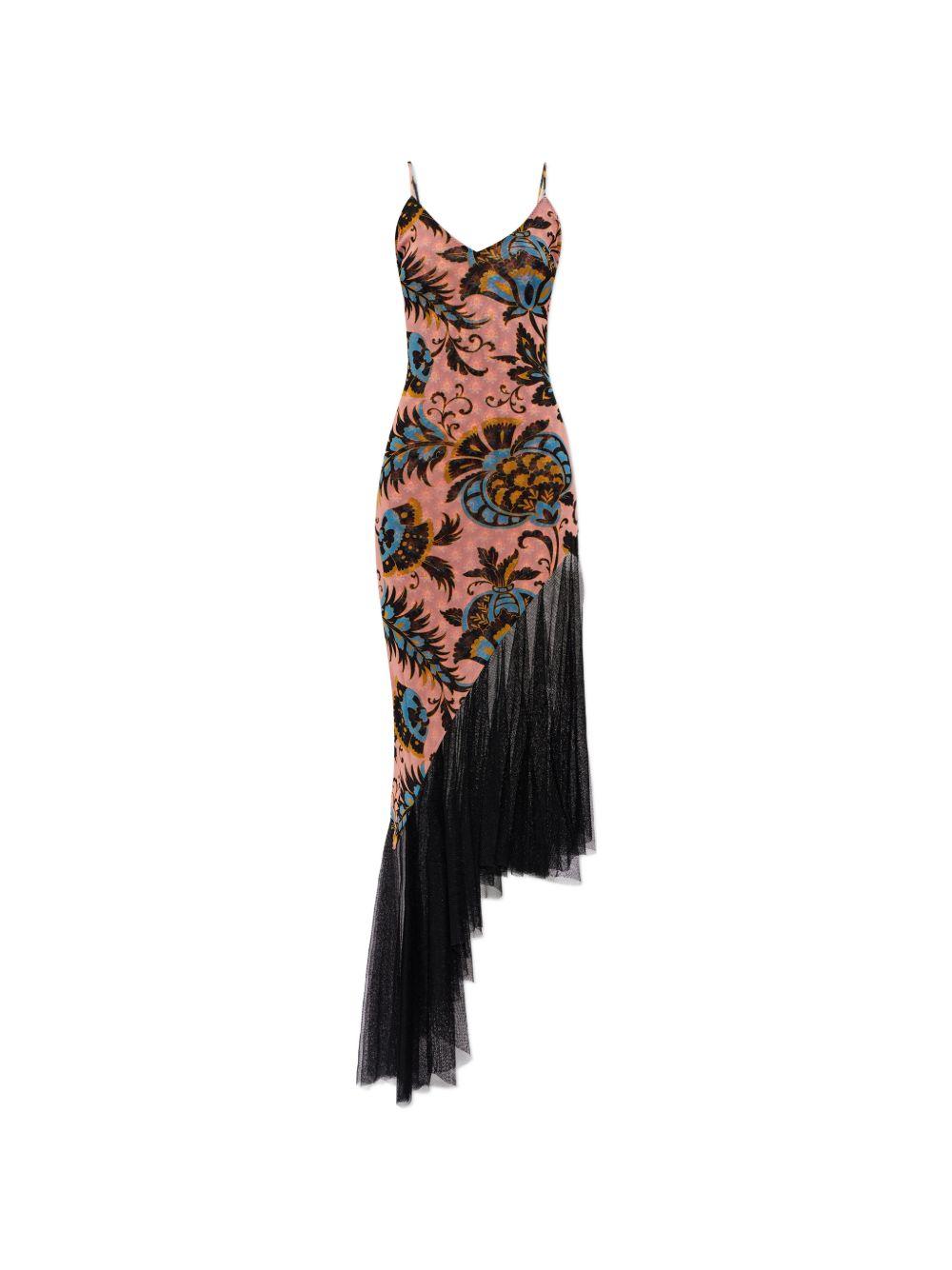 Abito midi asimmetrico in tulle con stampa floreale WRHA059599IAS69 X0870 ETRO 