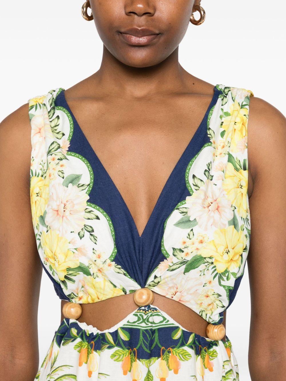 Amazon Garden Cream Midi Dress 336283 25001 AMAZON GARDEN FARM RIO 