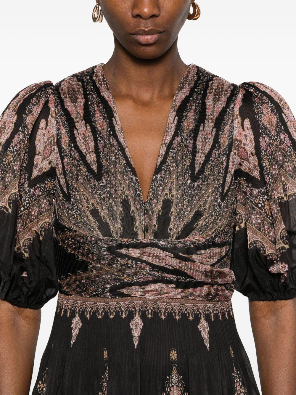 Abito midi plissettato 3905DS25R BLACK PAISLEY ZIMMERMANN 