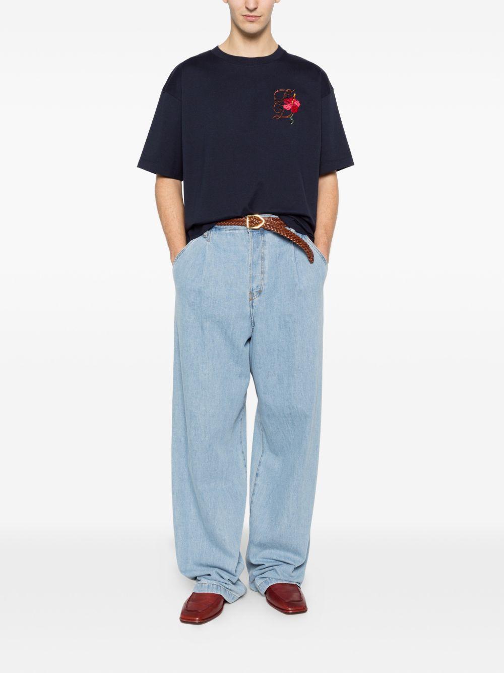T-Shirt D Hibiscus Brodée KTS316CO248 NAVY DROLE DE MONSIEUR 