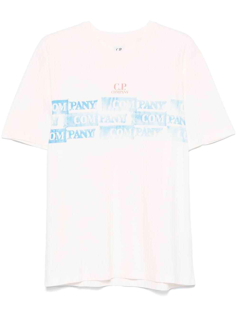 24/1 Jersey Horizontal Logo T-shirt<BR/> 18CMTS309A005431G 103 GAUZE WHITE CP COMPANY 