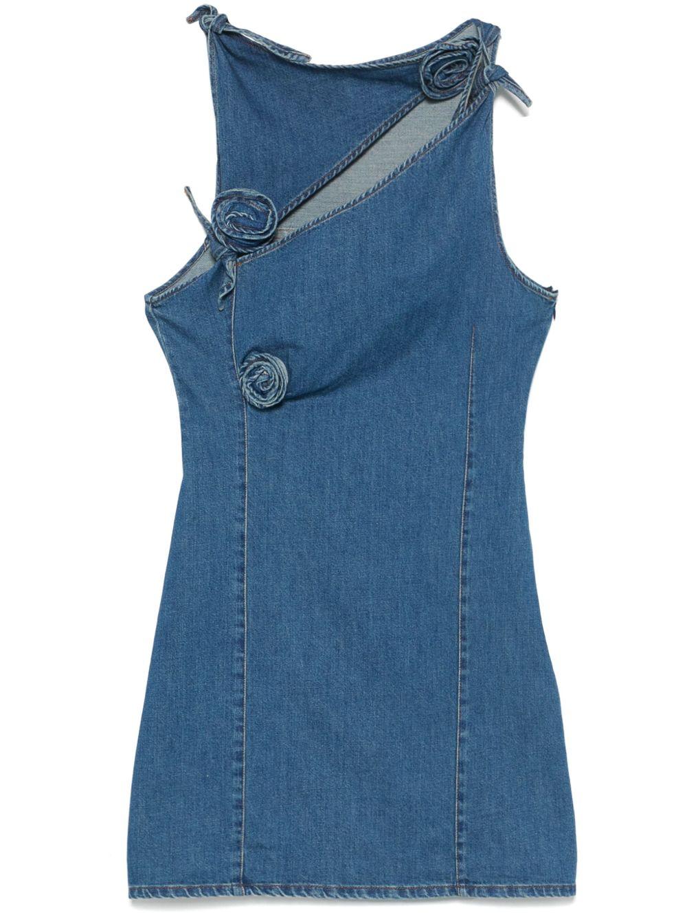 Denim Asymmetric Flower Mini Dress COPR158F2014 BLUE VINTAGE COPERNI 