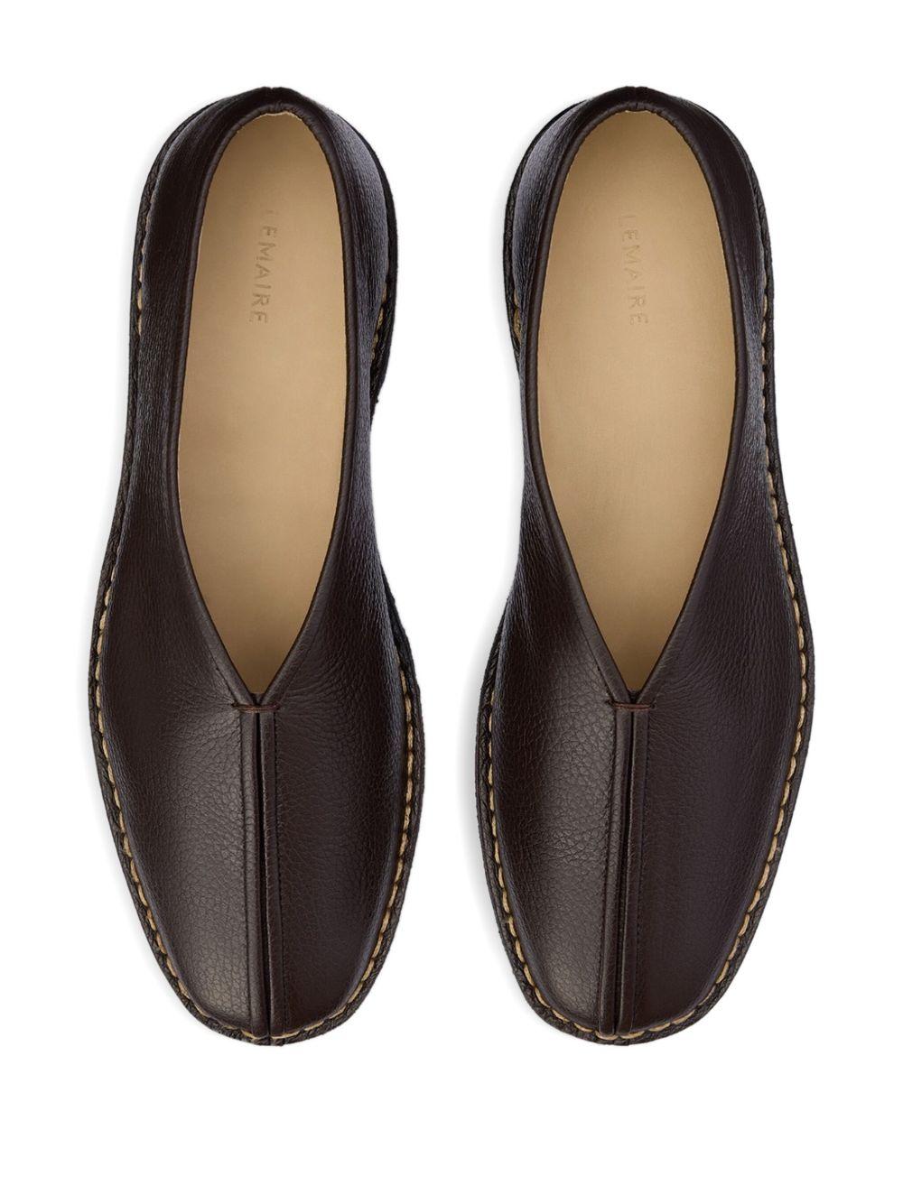 Piped Crepe Slippers - Dark Brown Grained Leather FO0248LL205 BR449 DARK BROWN LEMAIRE 