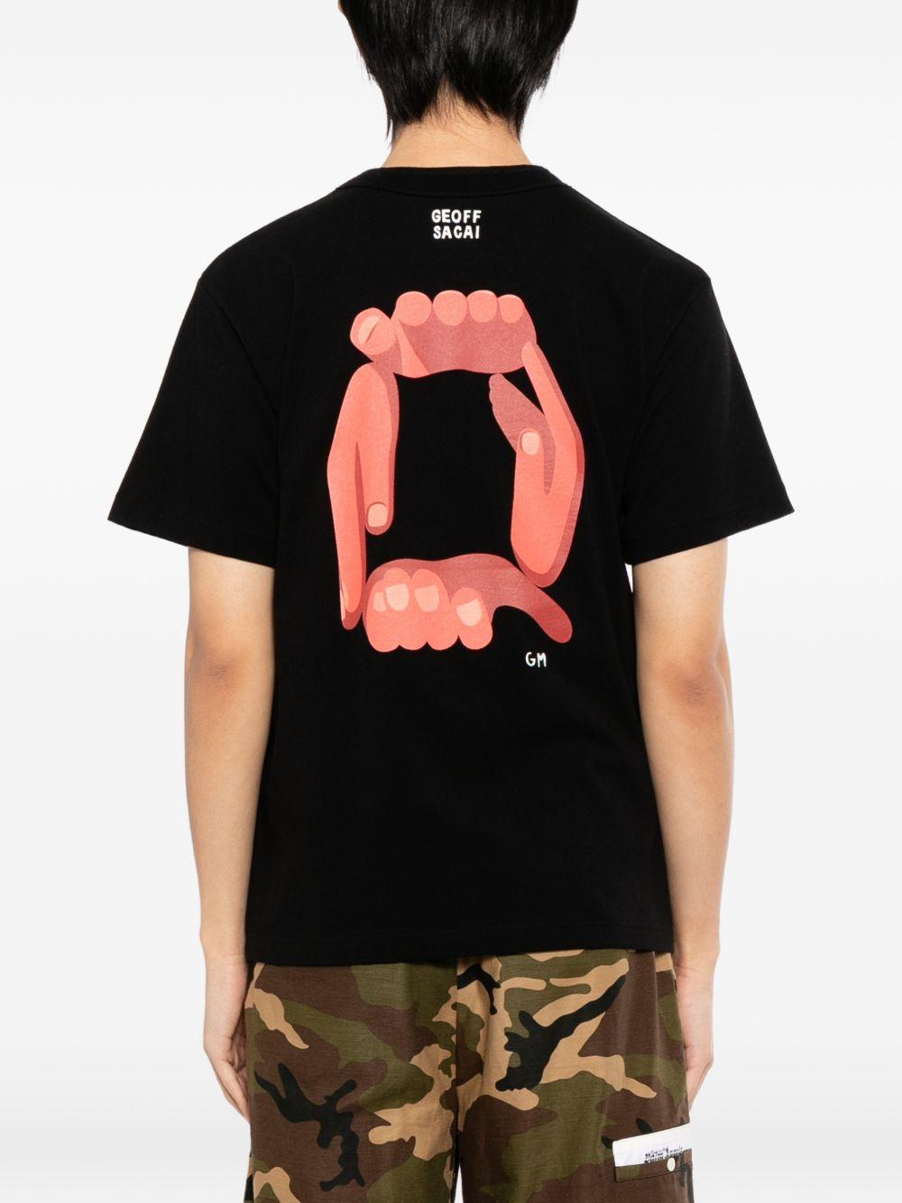 Geoff Print T-Shirt 2601121S 001 BLACK SACAI 