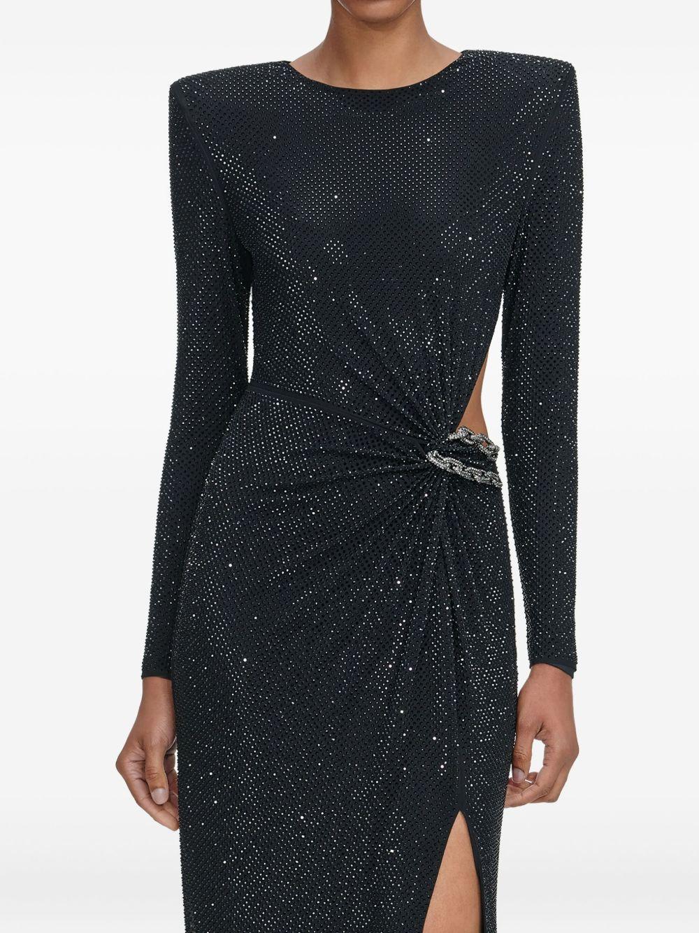 Abito Maxi Nero con Strass e Cut-Out SC25004XB BLACK SELF-PORTRAIT 