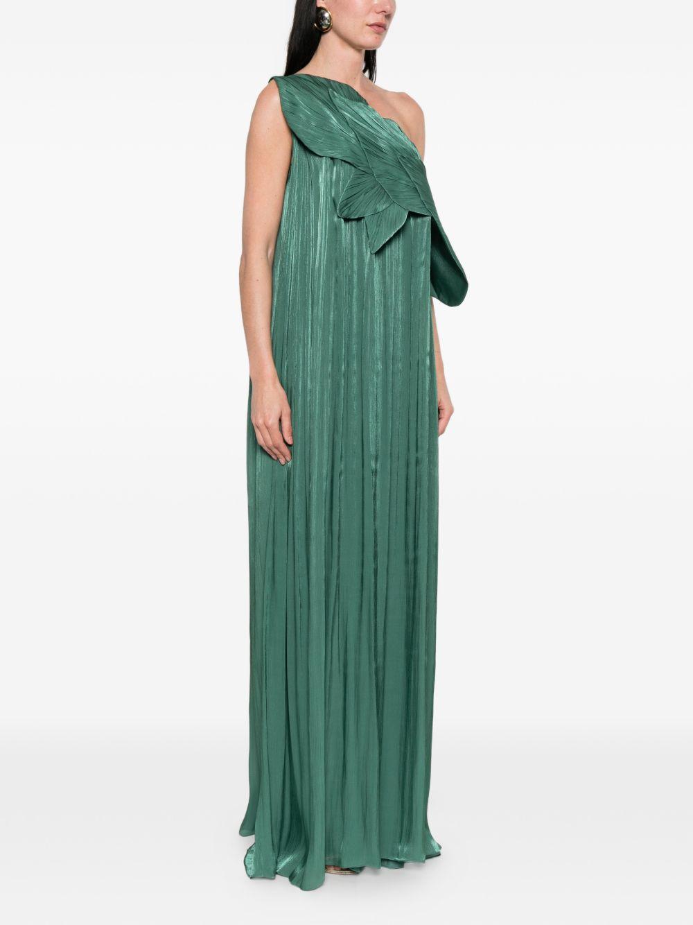 Amabel Lurex Georgette One Shoulder Gown PS2613 2472 EVERGREEN COSTARELLOS 