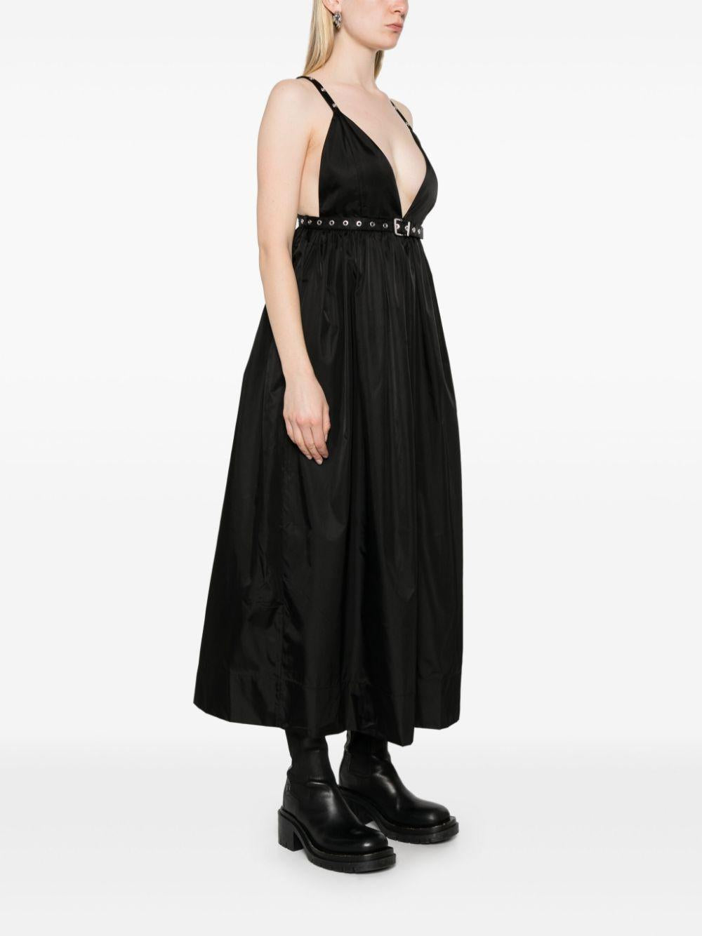 Black Duchesse Nylon Strap Dress W0030 099 BLACK GANNI 