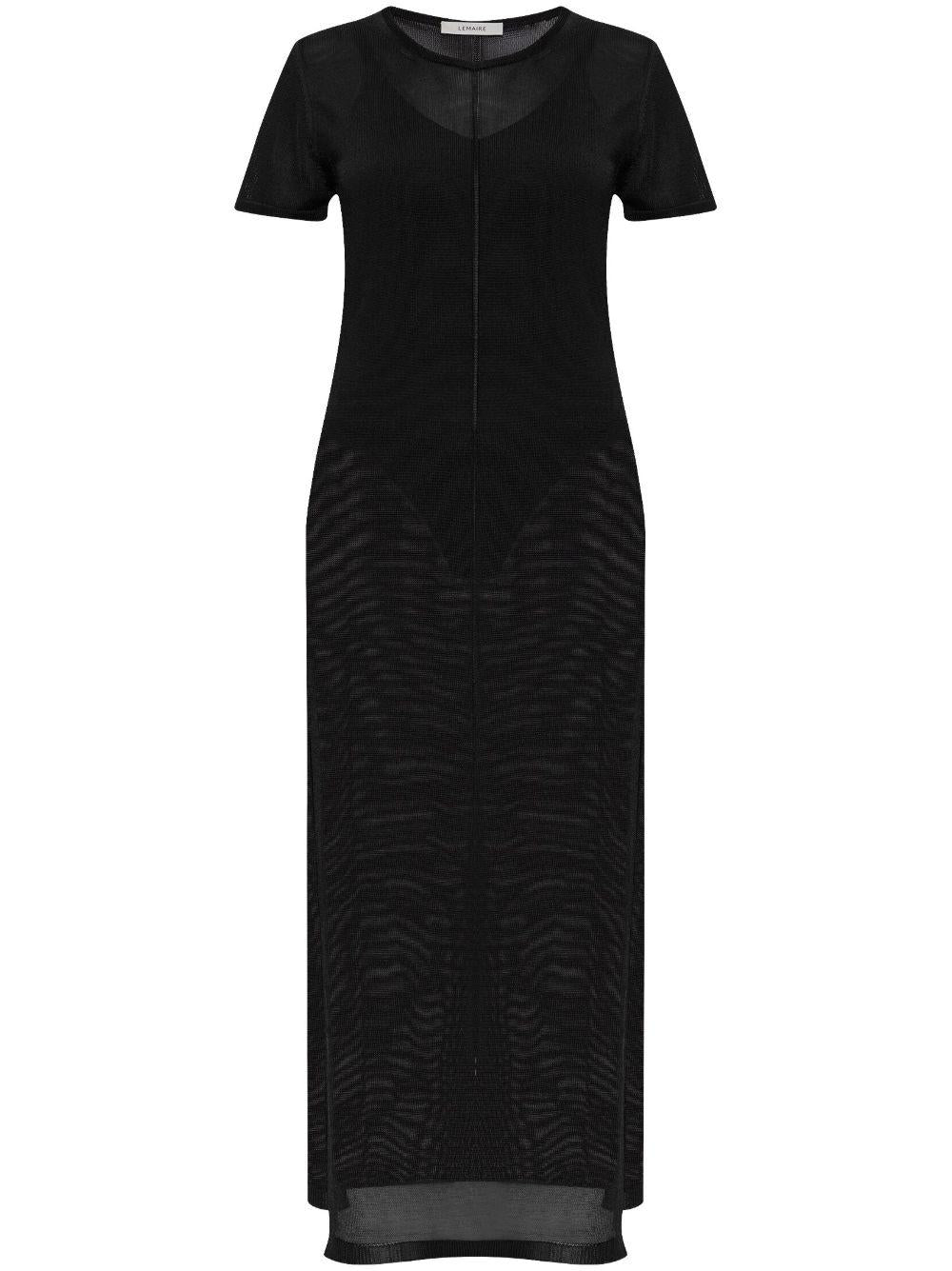 Column dress with slits<BR/> DR1104LK1037 BK999 BLACK LEMAIRE 