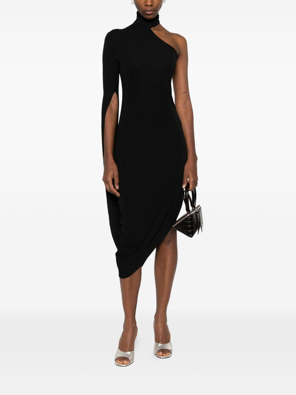 Mini dress asimmetrico drappeggiato in jersey di crêpe 1CC1266895 001 BLACK ALEXANDER WANG 