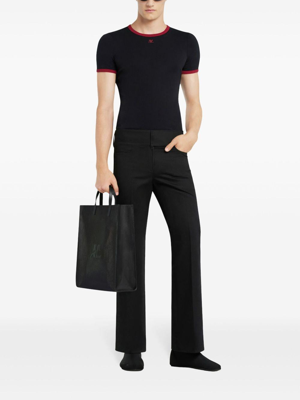 Signatutre Contrast T-Shirt 125JTS020JS0203 B087 BLACK RUBY COURREGES 