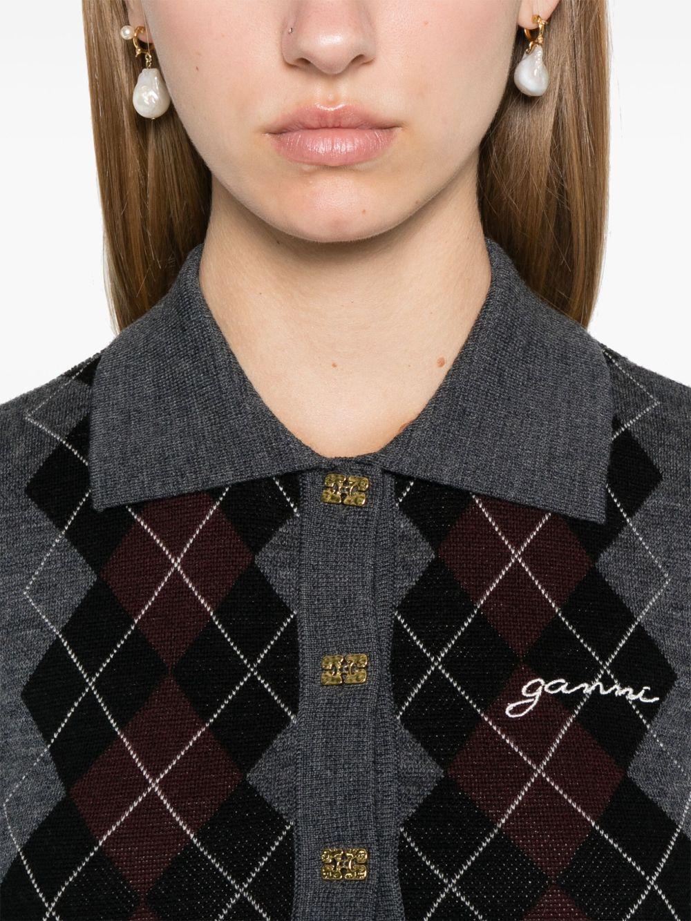 Grey Knitted Polo Shirt K2314 523 FROST GRAY GANNI 