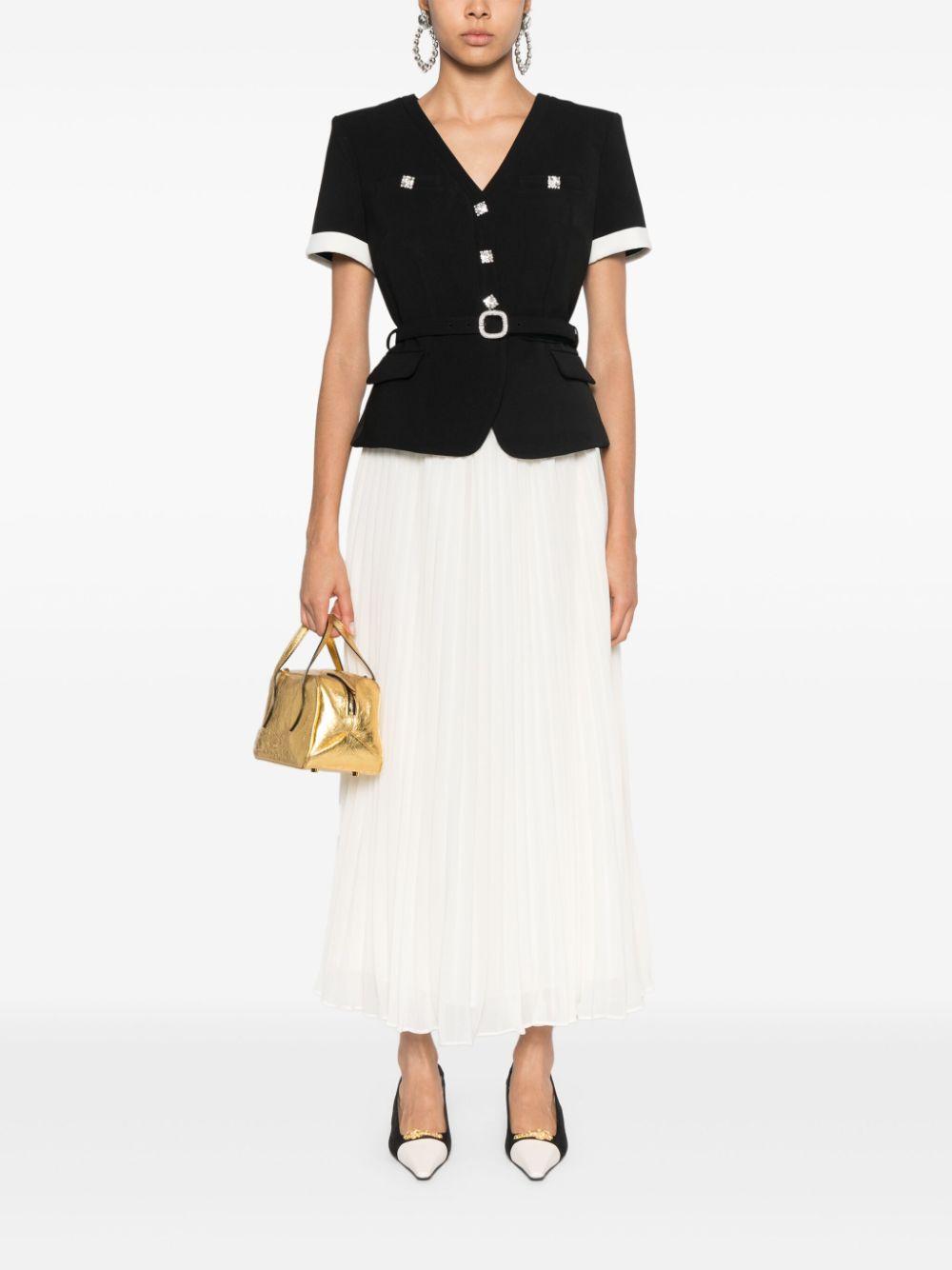 Abito midi in chiffon a contrasto in crêpe nero AW24007MAB BLACK SELF-PORTRAIT 