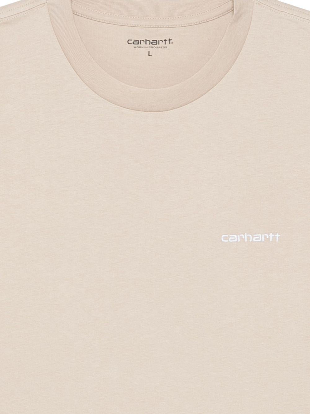 S/S Script Embroidery T-Shirt I030435 2W1XX FLEUR DE SEL WHITE CARHARTT WIP 