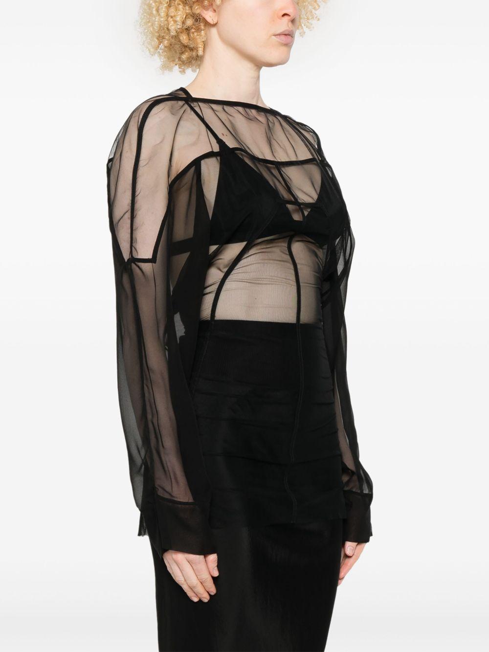 Collage Tulle T-shirt RP01E7229TUSS 09 BLACK RICK OWENS 