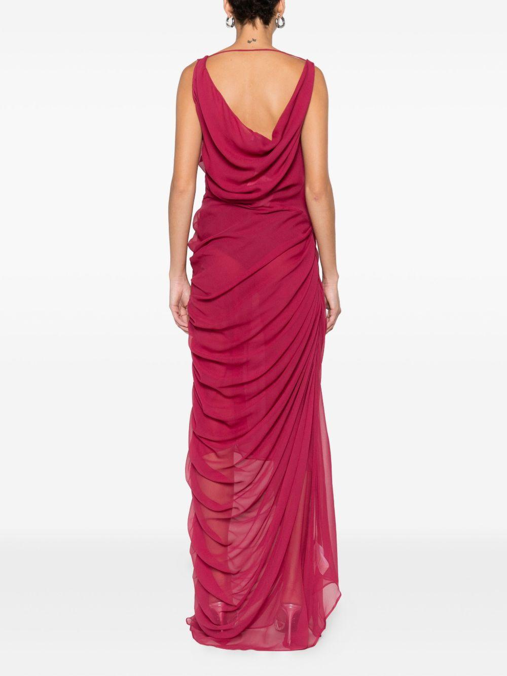Long Dress in Semi-Transparent Silk with Draping 05FW2DR518X 18 RED GIUSEPPE DI MORABITO 
