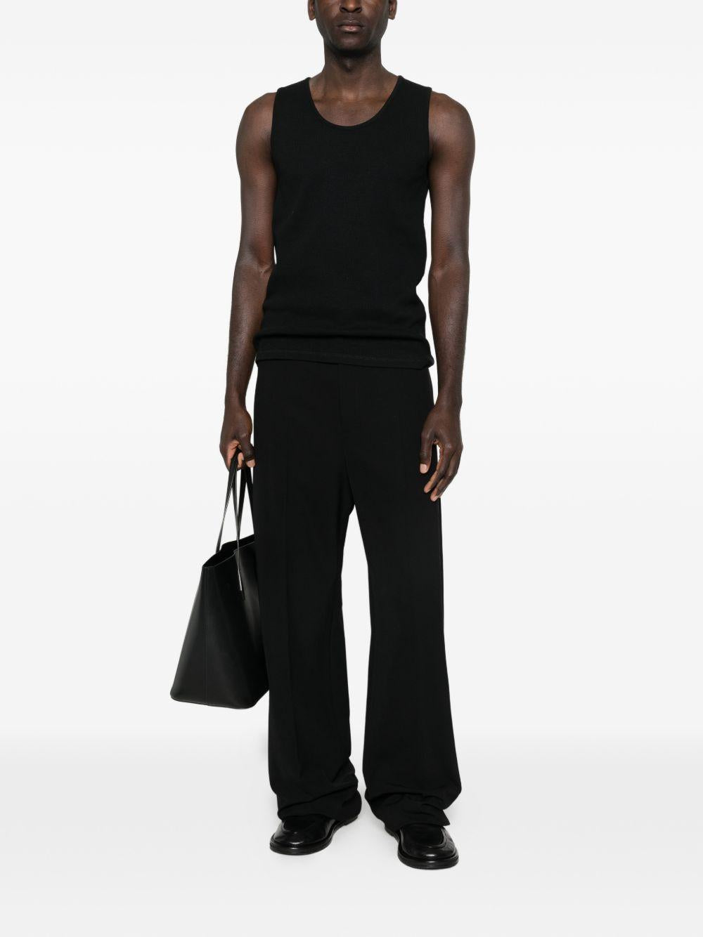 Rib Tank Top in Cotton Linen Jersey TS0006LJ1030 BK999 BLACK LEMAIRE 