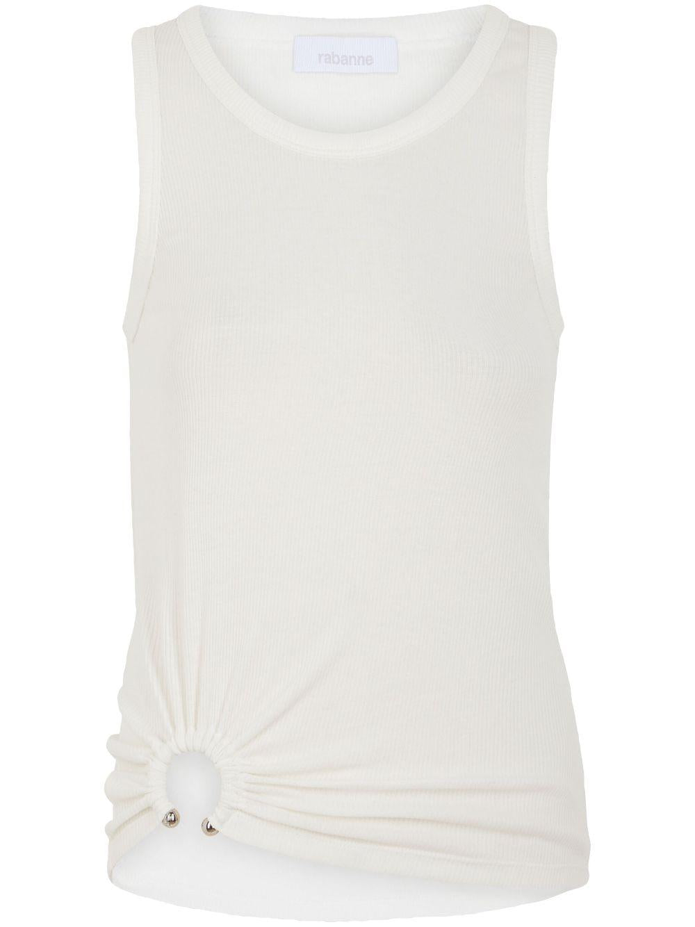 Canotta asimmetrica con arricciatura 24FJTE165CO0530 P100 WHITE RABANNE 