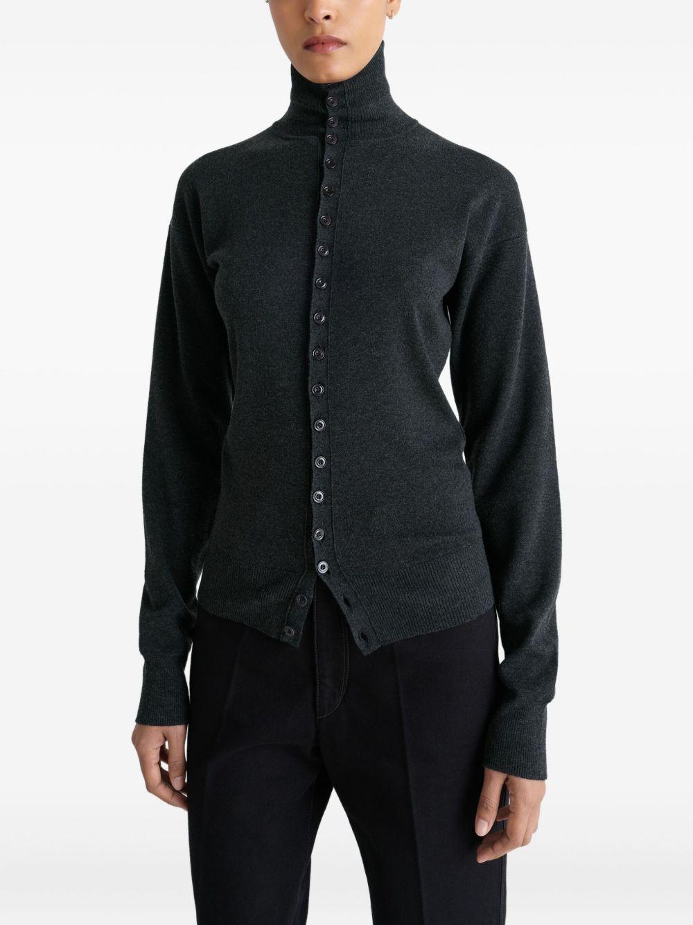 Buttoned Fitted Cardigan - Fine Wool TO1431LK1045 BK981 ANTRACITE MELANGE LEMAIRE 