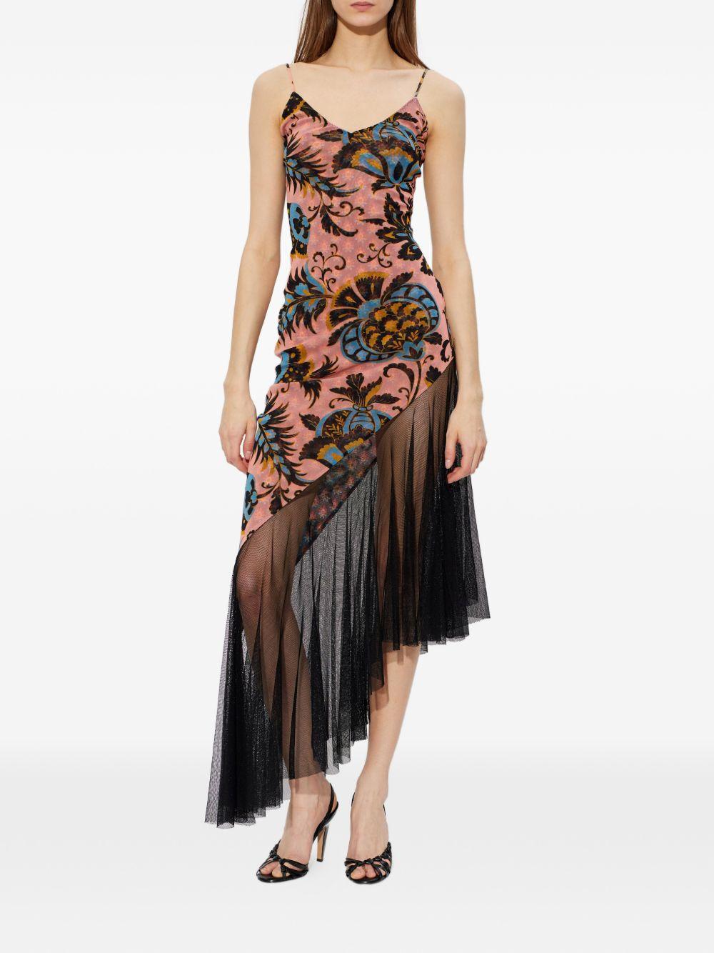 Abito midi asimmetrico in tulle con stampa floreale WRHA059599IAS69 X0870 ETRO 