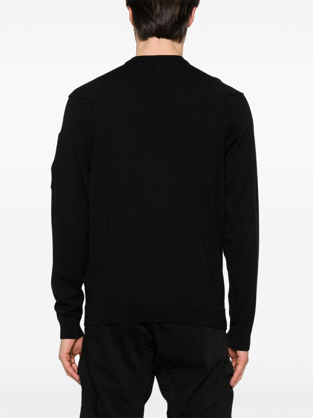 Sea Island Crewneck Lens Knit 18CMKN026A004037A 999 BLACK CP COMPANY 