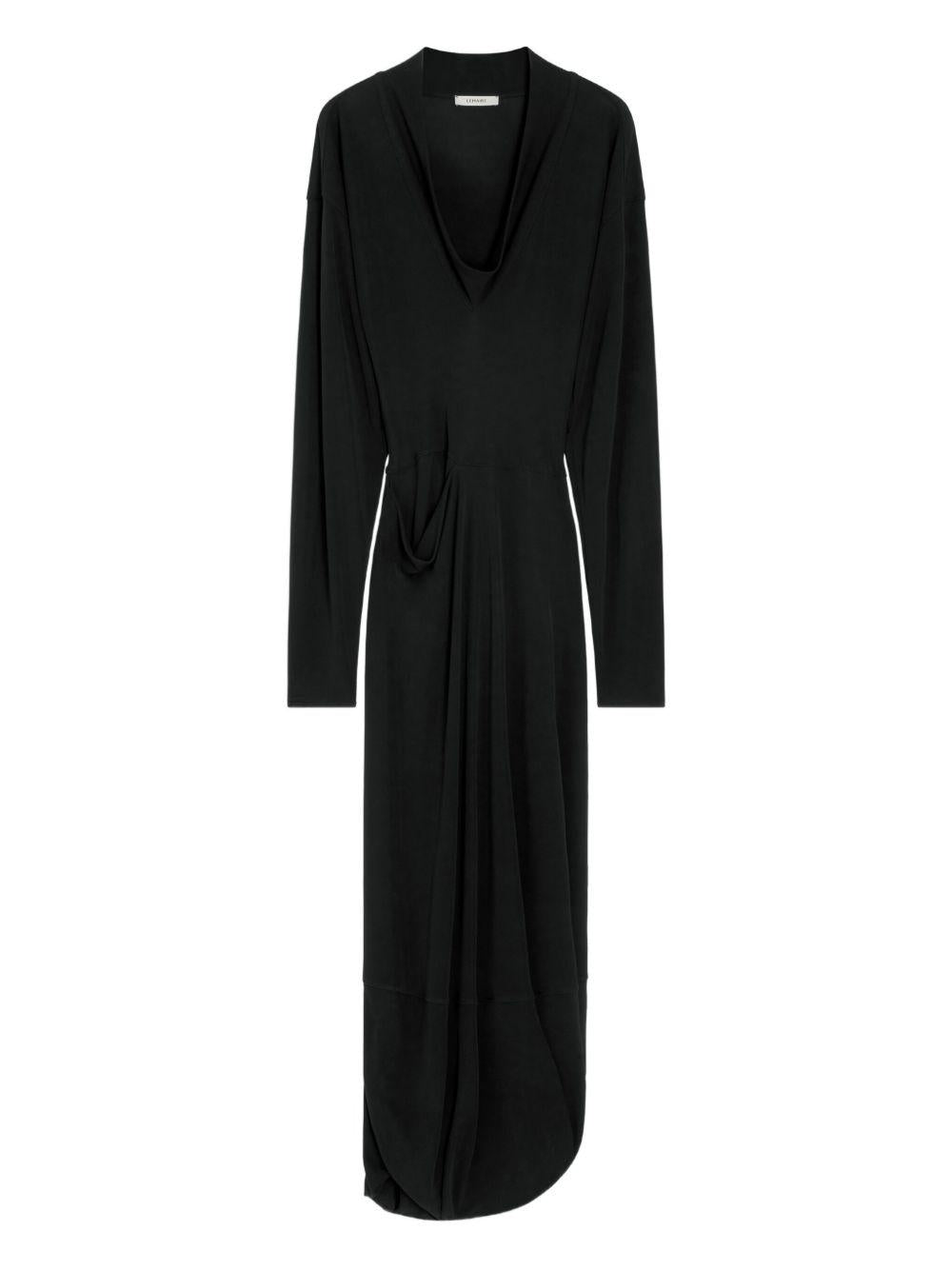 V-Neck Dress - Black Viscose Crepe Jersey DR1127LJ1040 BK999 BLACK LEMAIRE 